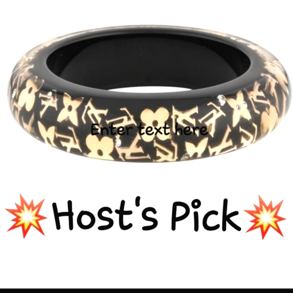 HP LOUIS VUITTON Elegant INCLUSION Shiny Black Gold Bangle Resin LV Bracelet LN - Picture 3 of 16